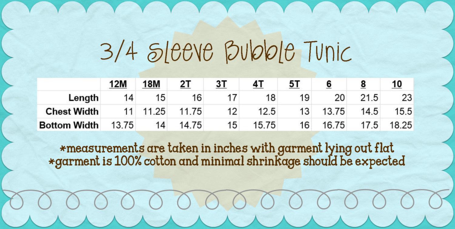 Girls 3/4 Bubble Sleeve Tunic