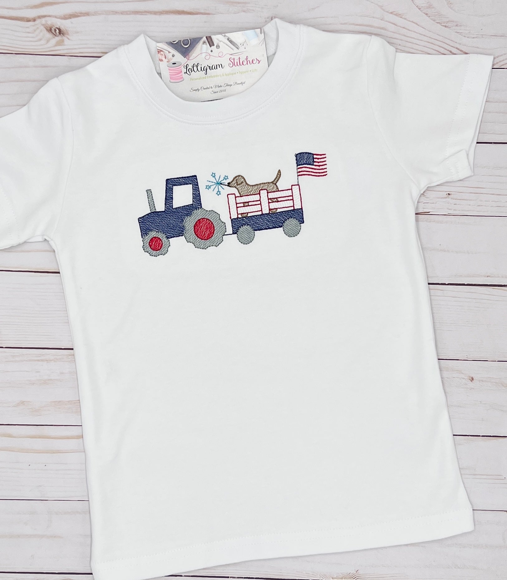 Boys Patriotic Tractor/Dog Shirt