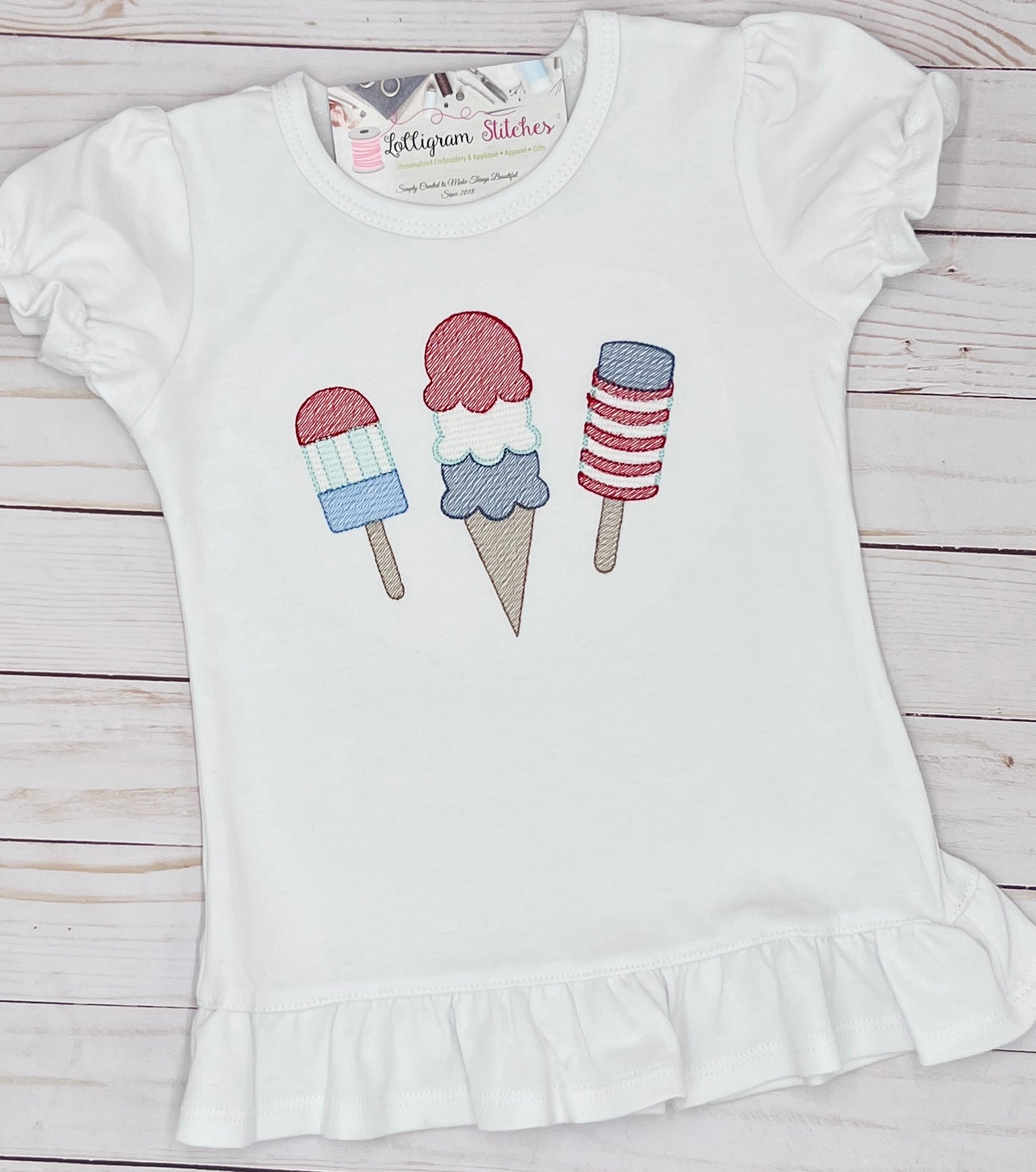 Girl's Patriotic Ice-cream Shirt