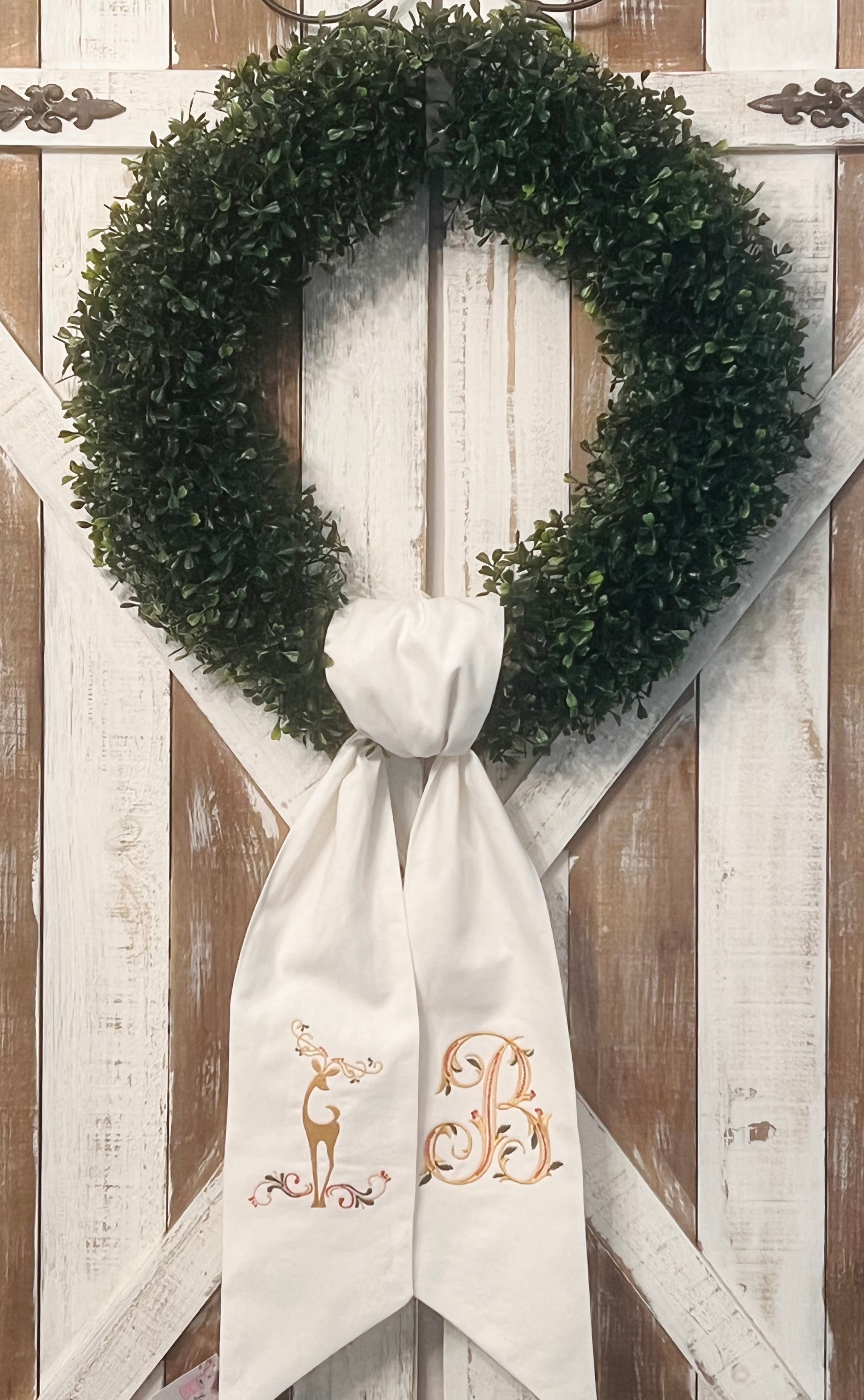 Linen Wreath Sash - Fall & Christmas – Lolligram Stitches