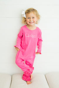 Girl's Long Ruffle Romper