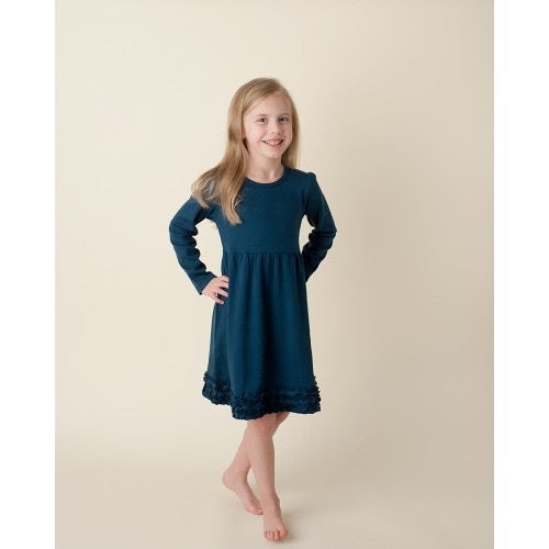Girls Ruffle Empire Waist L/S Dress 3T / Navy Girls Ruffle Empire Waist L/S Dress 3T / Navy