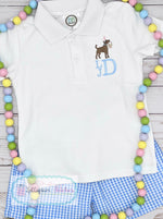 Load image into Gallery viewer, Mini Easter Dog with Initials Polo Shirt
