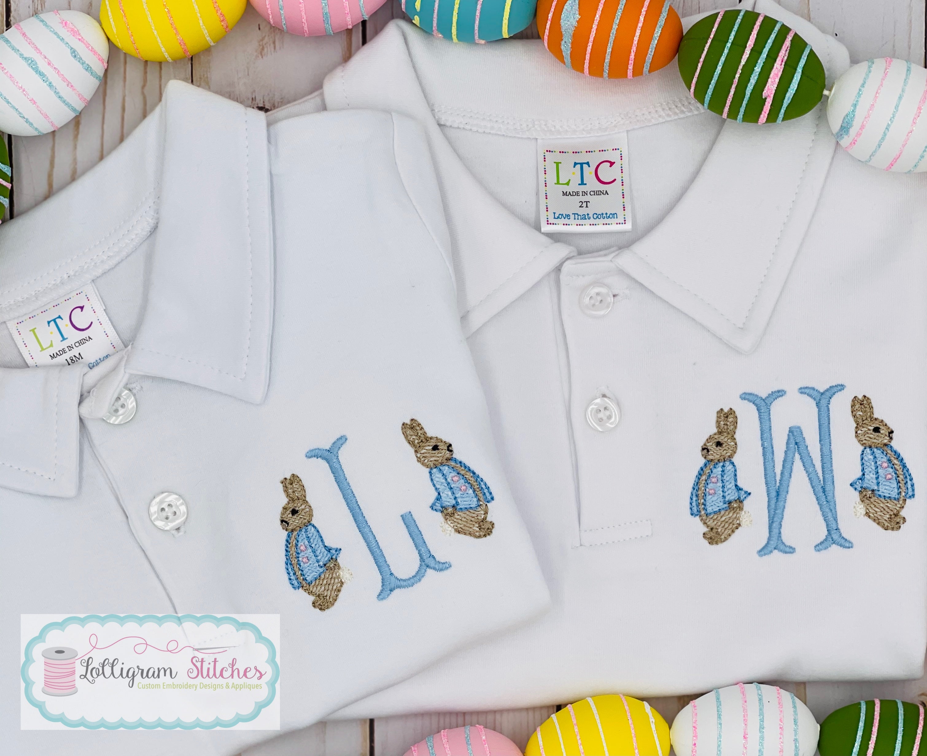 Mini Peter Rabbit with Initials Polo Shirt