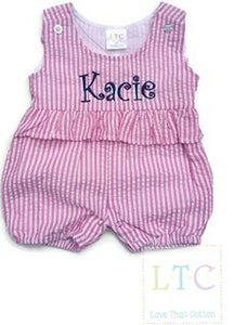 Girls Seersucker Ruffle Romper