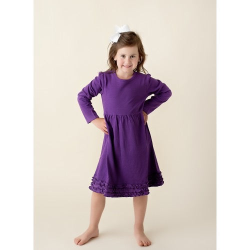 Girls Ruffle Empire Waist L/S Dress 2T / Purple Girls Ruffle Empire Waist L/S Dress 2T / Purple