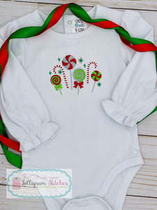 Christmas Candy L/S Ruffle Onesie