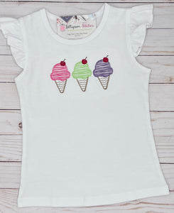 Girl's Ice-cream Scribble Stitch Shirt