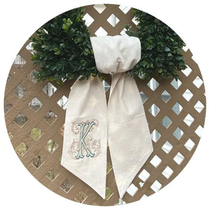 Linen Wreath Sash w/ Monogram