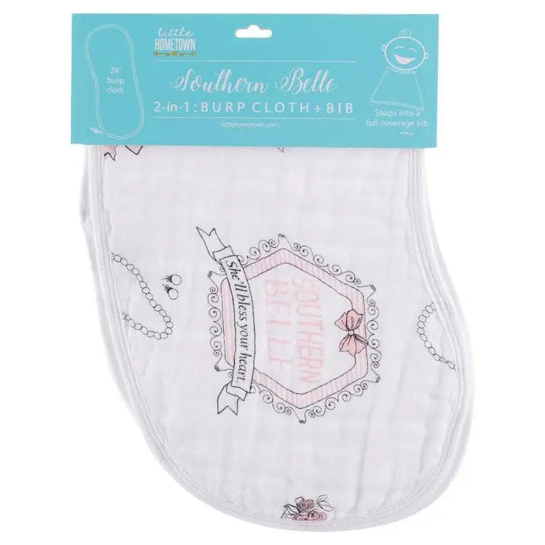 Southern Belle 2-in-1 Burp Cloth and Bib