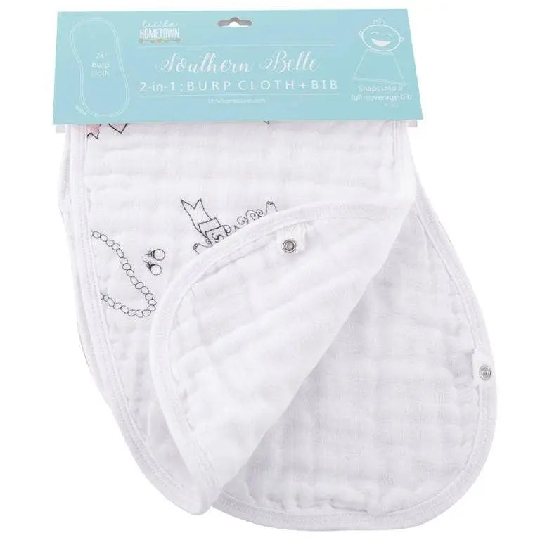 Southern Belle 2-in-1 Burp Cloth and Bib